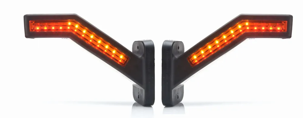 Niska cena 2x Lampa obrysowa WAŚ W168.8 1347 L+P LED boczna biało - czerwono - pomarańczowa + światło STOP + dynamiczny kierunkowskaz, na gumowym ramieniu KOMPLET
