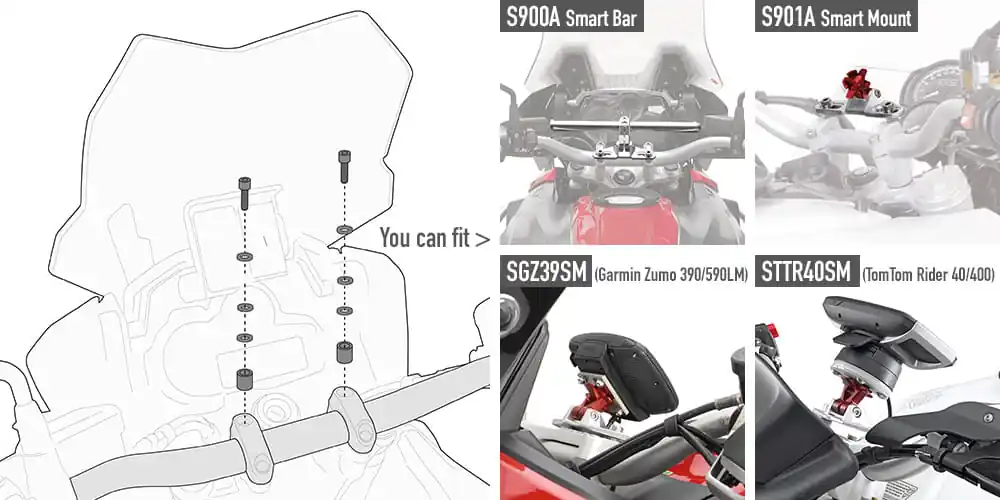 Givi 04SKIT Zestaw montażowy do mocowania Smart Bar BMW / Ducati / Honda / Triumph / Yamaha Premium