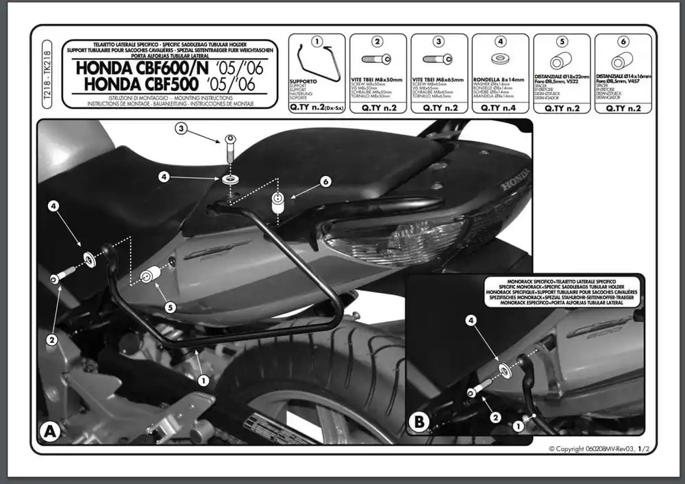 GIVI T218 stelaż sakw bocznych HONDA CBF500/600S/600N (04-12)/CBF1000 (06-09) Nowy