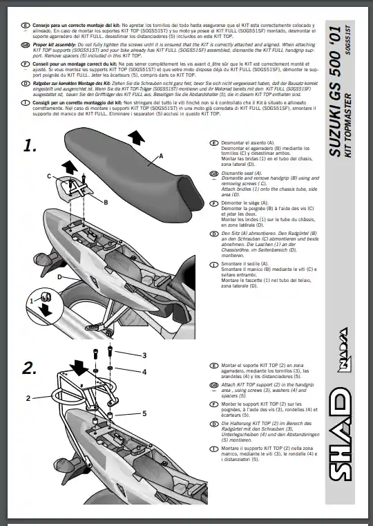 Hit sprzedaży Stelaż kufra centralnego SUZUKI GS500/F (01-11) SHAD S0GS51ST