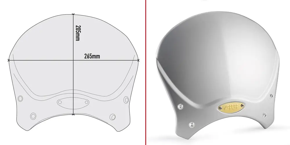 Oferta limitowana Givi 100AL Aluminiowa, uniwersalna owiewka Café Racer
