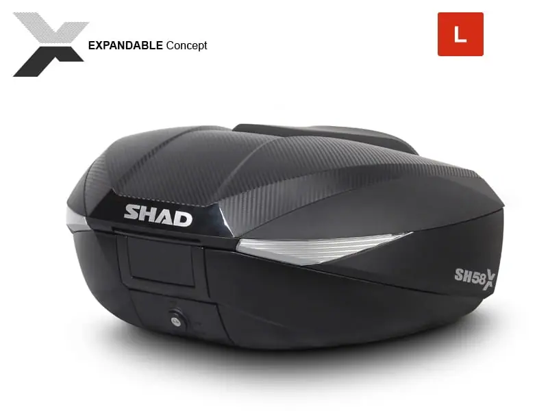 Promocja Kufer centralny SHAD SH58X CARBON regulowany 46-58 litrów płyta GRATIS