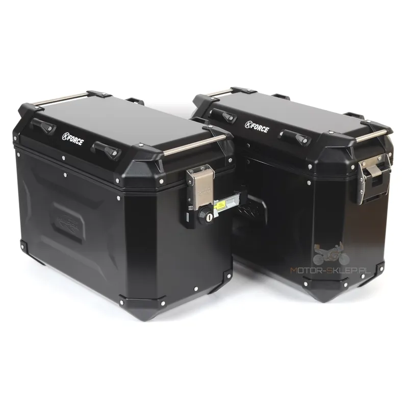 Kufry boczne Kappa K'Force Monokey Cam-Side 100% aluminium, czarne lewy 48L / prawy 37L Hit sprzedaży