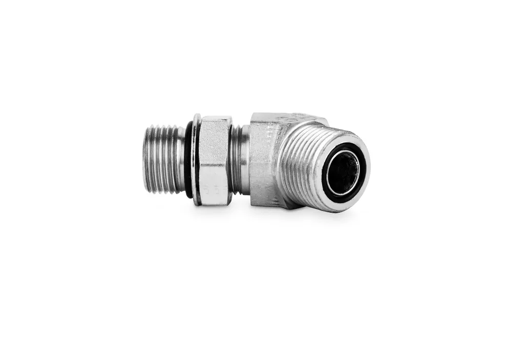 Przyłączka kolankowa 45° z przeciwnakrętką 9/16” UNF-9/16” ORFS 405609 Tylko dziś