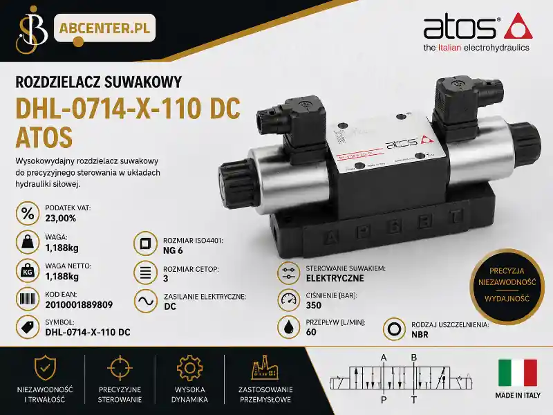 Rozdzielacz suwakowy NG6 DHL-0714-X-110 DC Atos Rabat