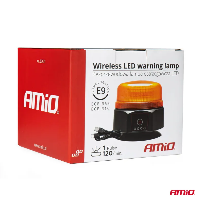 Bezprzewodowa lampa ostrzegawcza kogut LED R65 R10 12V 24V AMIO-03931 Oferta czasowa
