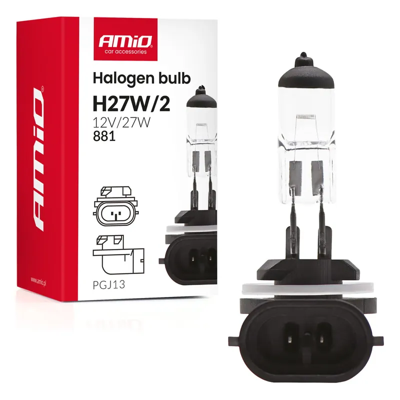 Wyjątkowa oferta Żarówka halogenowa H27W/2 881 PGJ13 12V 27W AMIO-04413