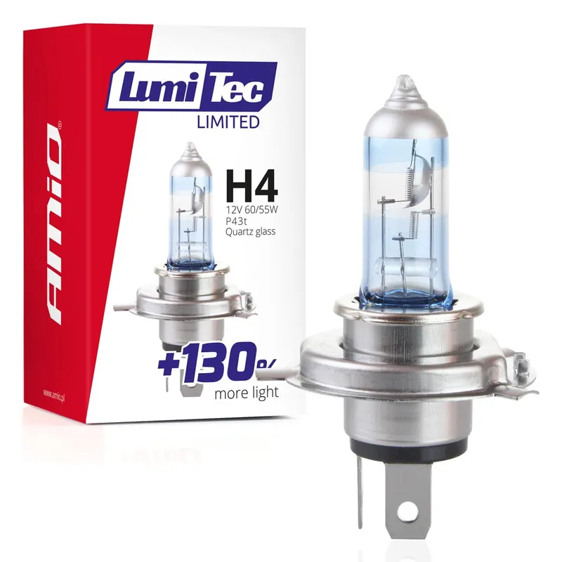 Żarówka halogenowa H4 12V 60/55W LumiTec LIMITED +130% AMIO-02132 Promocja