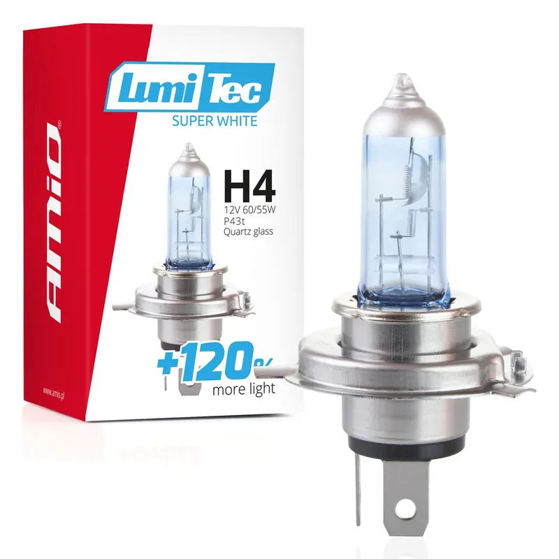 Żarówka halogenowa H4 12V 60/55W LumiTec Super White +120% AMIO-02137 Kup teraz