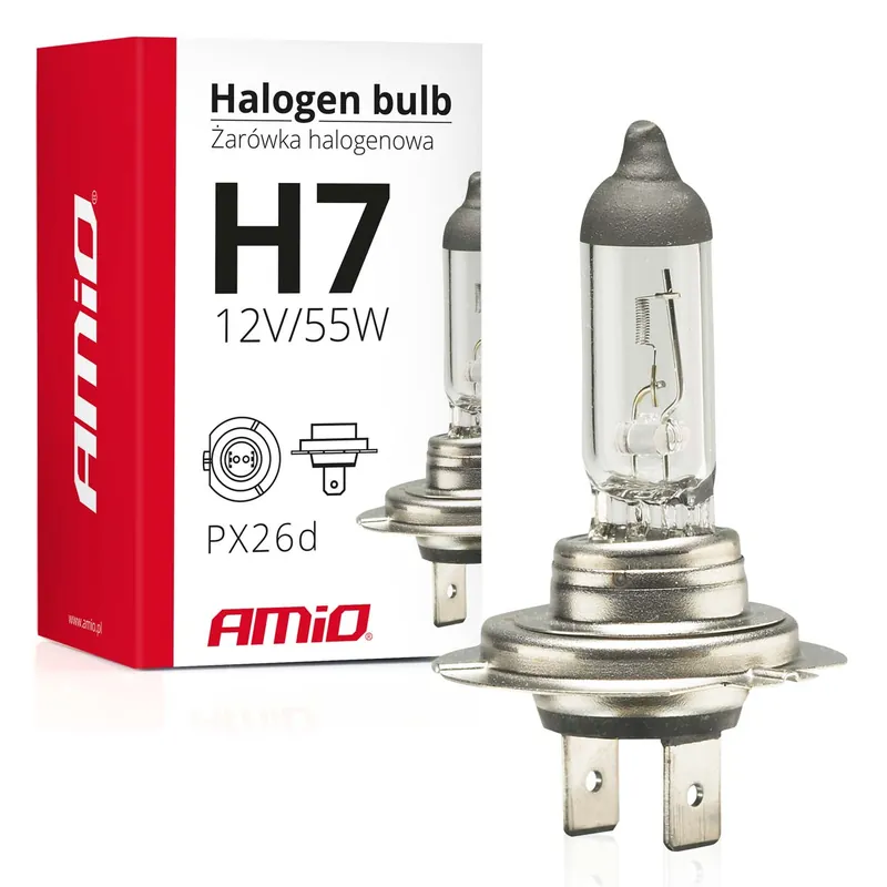 Żarówka halogenowa H7 12V 55W filtr UV (E8) AMIO-01156 Bezpieczne zakupy