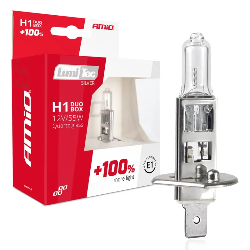 Promocja Żarówki halogenowe H1 12V 55W LumiTec SILVER +100% DUO AMIO-01401