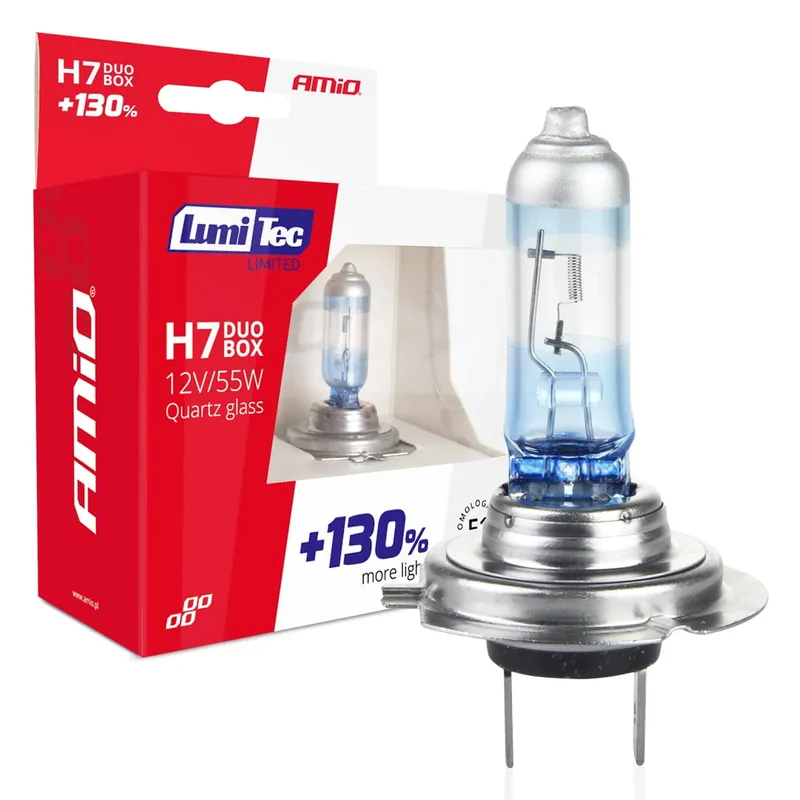 Żarówki halogenowe H7 12V 55W LumiTec LIMITED +130% DUO AMIO-01406 Wysoka jakość