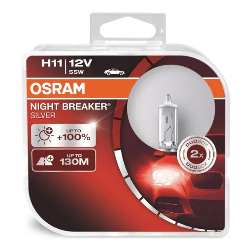 Dostępne od ręki Żarówki halogenowe Osram H11 12V 55W PGJ19-2 NIGHT BREAKER SILVER+100% /2szt./