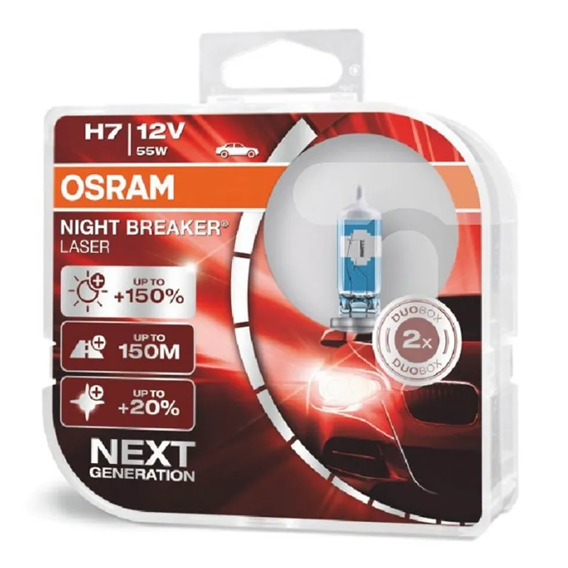 Bestseller Żarówki halogenowe Osram H7 12V 55W PX26d NIGHT BREAKER LASER +150% /2szt./