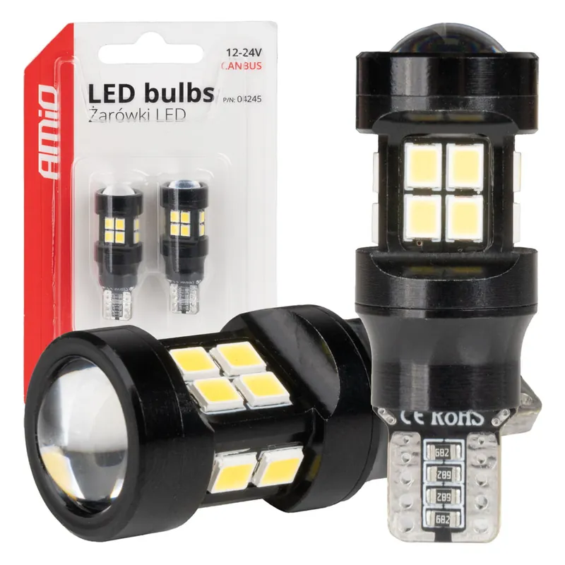 Najlepsza cena Żarówki LED CANBUS T15 W16W 15SMD 2835 White 12V 24V AMIO-04245