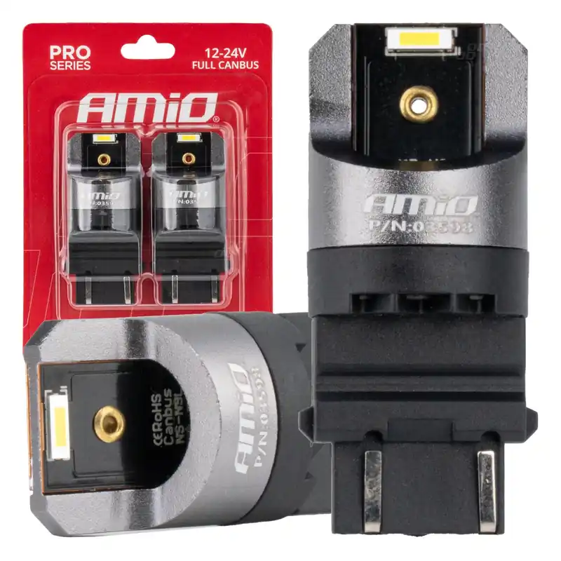 Żarówki LED FULL CANBUS PRO P27/7W 2x3157 SMD białe 12V 24V AMIO-03598 Ostatnia szansa