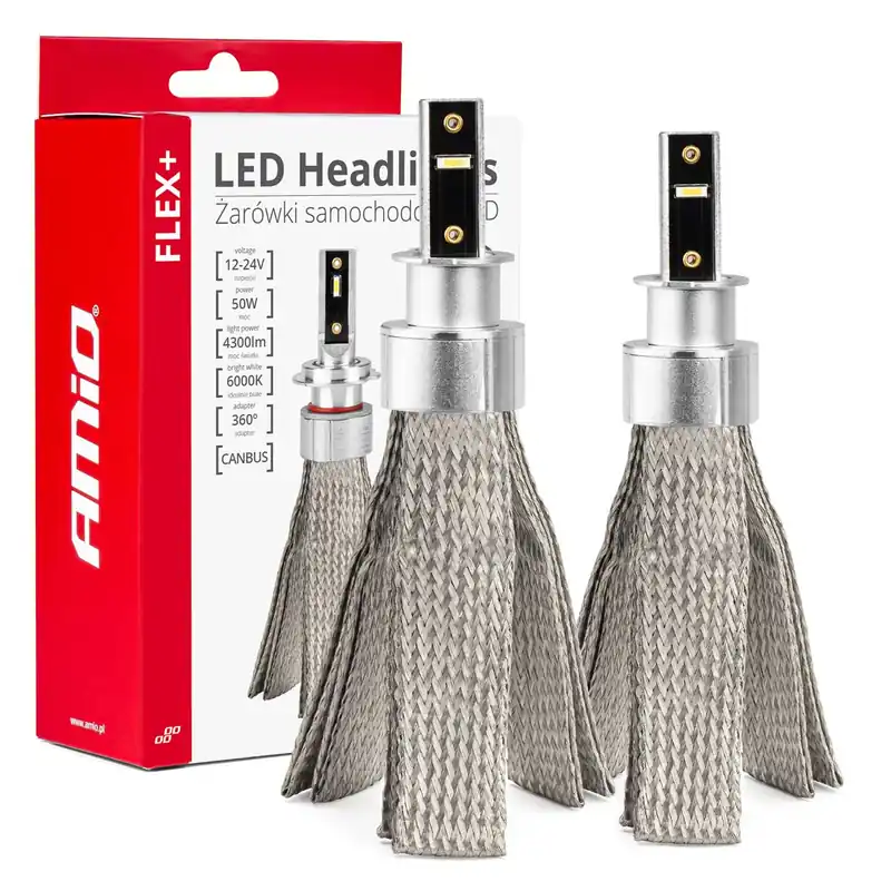 Wysoka jakość Żarówki samochodowe LED seria FLEX+ H3 6000K 12V 24V Canbus AMIO-03656