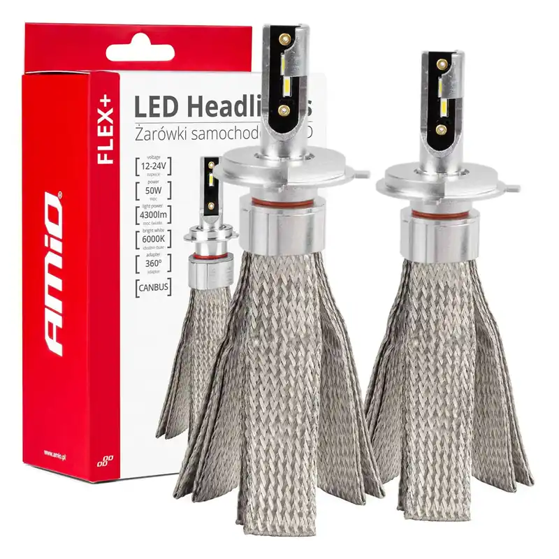 Żarówki samochodowe LED seria FLEX+ H4/H19 6000K 12V 24V Canbus AMIO-03657 Taniej
