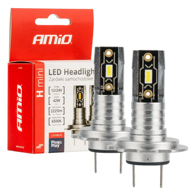 Żarówki samochodowe LED seria H-mini H7 H18 6500K Canbus AMIO-03332 Sprawdź teraz
