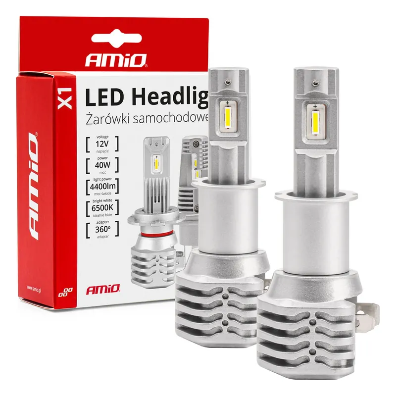 Tylko do końca tygodnia Żarówki samochodowe LED seria X1 H3 6500K Canbus AMIO-02964