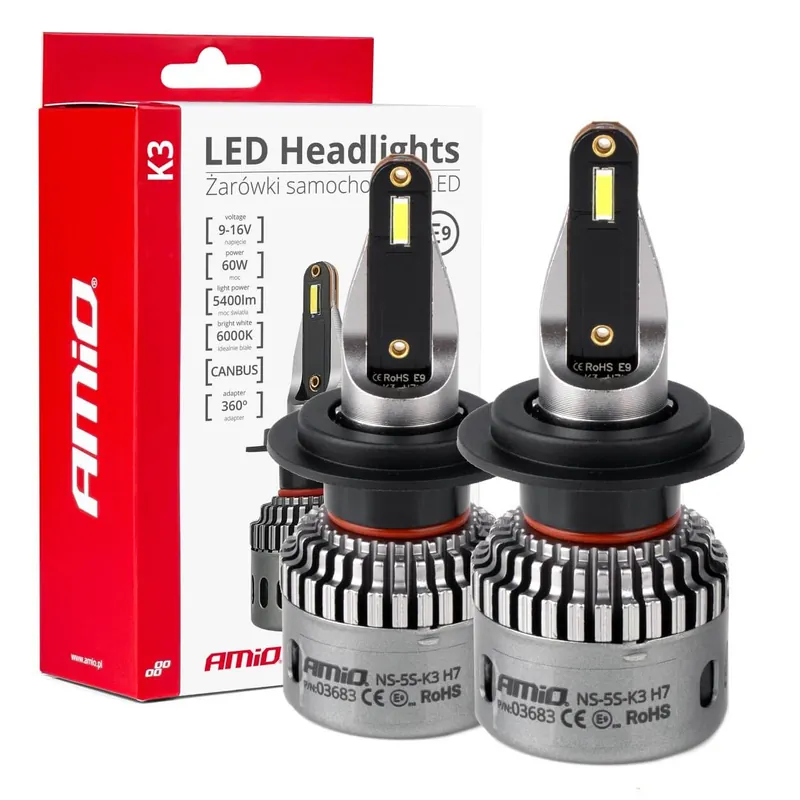 Okazja Żarówki samochodowe LED seria K3 H7 12V 6000K Canbus AMIO-03683