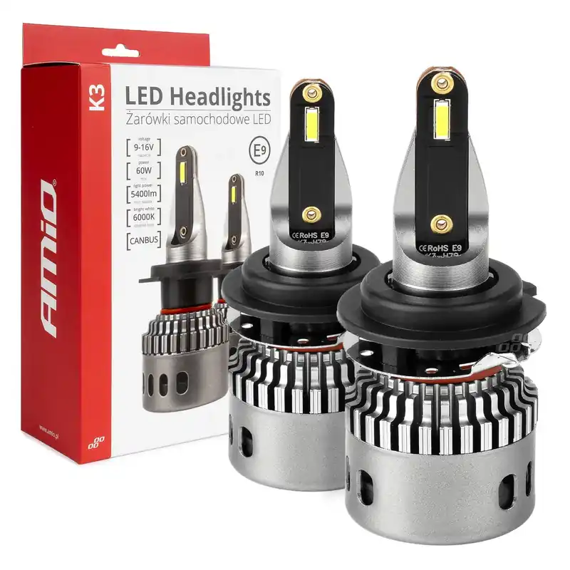 Żarówki samochodowe LED seria K3 H7-6 12V 6000K Canbus AMIO-03685 Szybka dostawa