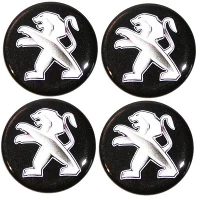 Wysoka jakość Naklejki na kołpaki emblemat Peugeot 45mm czar sil