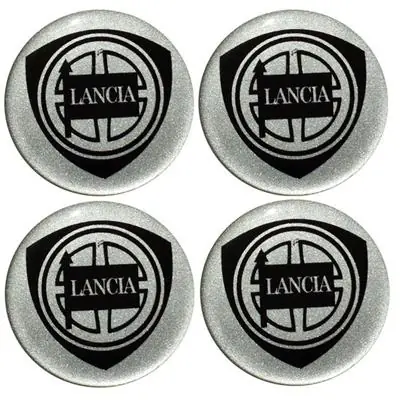 Naklejki na kołpaki emblemat LANCIA 55mm sreb sil Łatwy zwrot