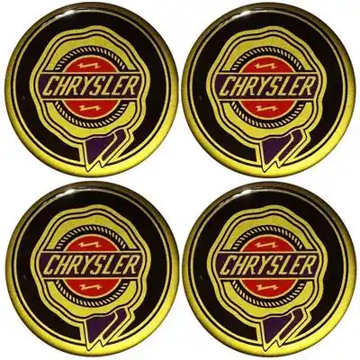 Tani Naklejki na kołpaki emblemat Chrysler 80mm zło sil