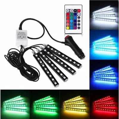 Oświetlenie wnętrza auta samochodu RGB 4x9LED Okazja