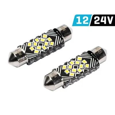 Oferta limitowana Żarówka 39mm SV8.5 12V 24V 2016x12 SMD LED 2szt