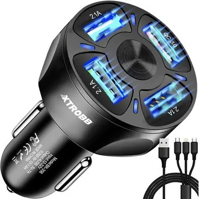 Ładowarka samochodowa 4xUSB kabel microusb Do wyczerpania zapasów