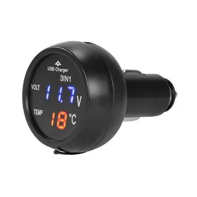 Kup online Ładowarka samochodowa USB 2.1A woltom termometr