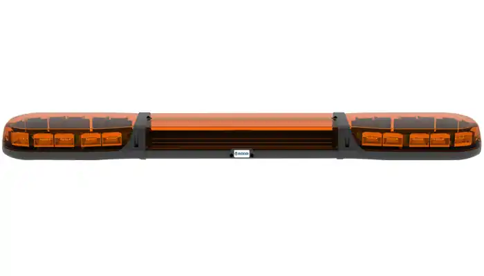 Darmowa dostawa Belka ostrzegawcza 1250mm 24 LED 12/24V R65 pomarańczowe światło (pomarańczowe klosze + pomarańczowa sekcja centralna)