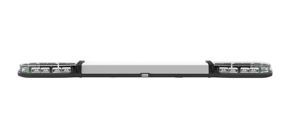 Belka ostrzegawcza 1500mm 24 LED 12/24V R65 pomarańczowe światło (przezroczyste klosze + biała sekcja centralna) Nie przegap