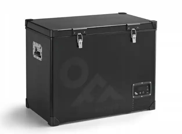 Oferta czasowa Przenośna lodówko-zamrażarka 12/24V w czarnej obudowie stalowej, 100 litrów