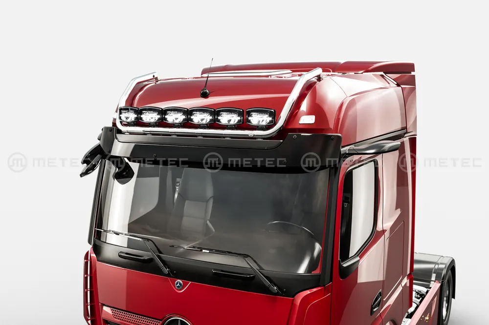Rama dachowa spływająca, na 6 reflektorów, malowana na czarno, MB ACTROS 2011- (MP4/MP5) kabina BIG -25; 25- (ProCab) Darmowy zwrot