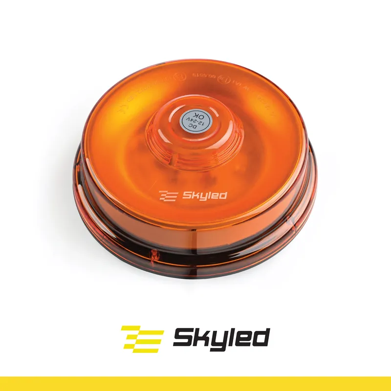 Łatwy zwrot Światło ostrzegawcze (kogut) SKYLED UFO 12-24V (Magnes, pomarańczowy klosz, R65) wys: 59 mm I śr: 151 mm