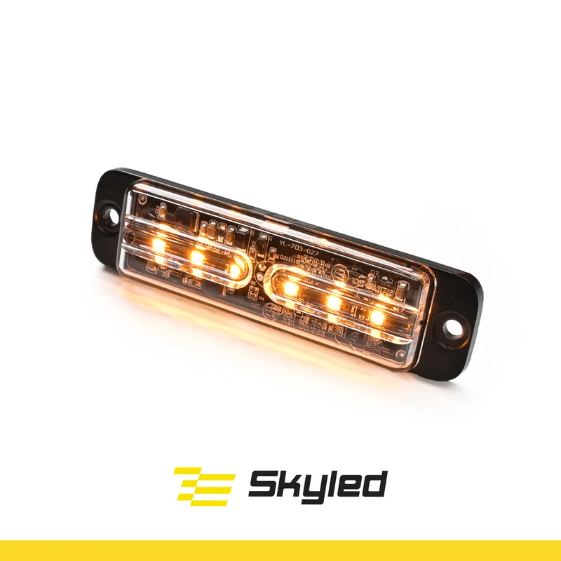 Do wyczerpania zapasów Lampa ostrzegawcza SKYLED Mega Thin 120x31 mm (stroboskop pomarańczowe światło 6 LED) R10 R65 SAE