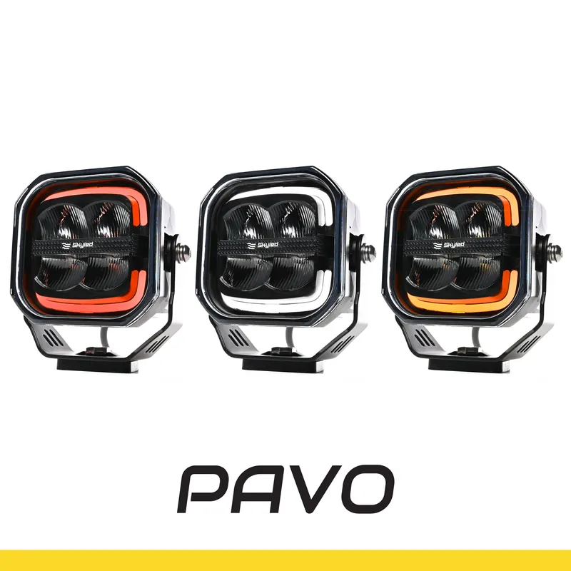 Nowy Lampa robocza SKYLED Pavo 80F, 12-48V, 80W, 4200 Lm (światło rozproszone), światło pozycyjne białe/pomarańczowe/czerwone