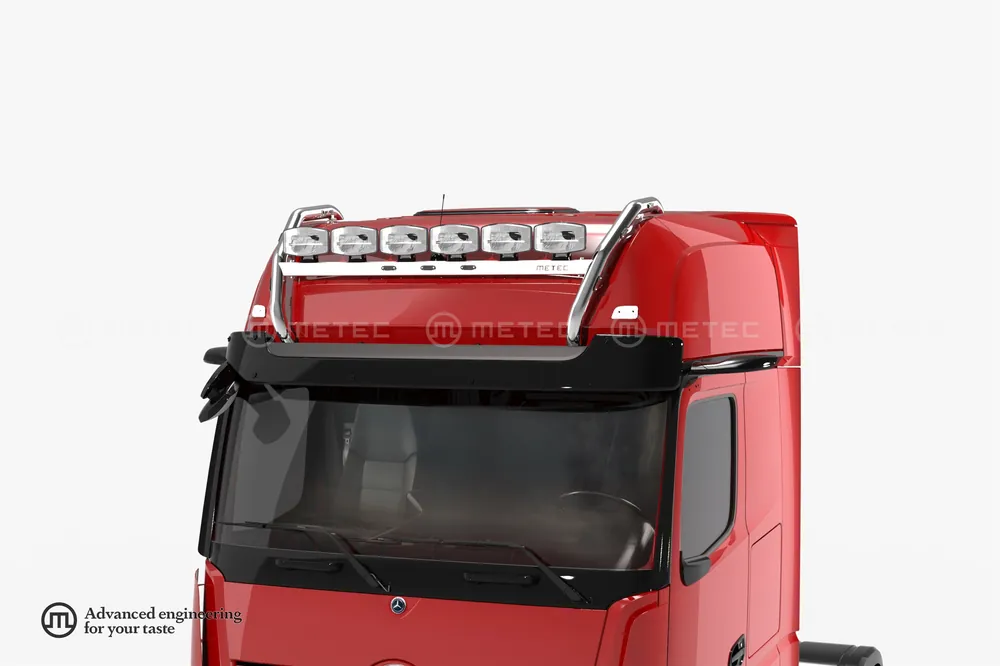 Wybór klientów Rama dachowa Crossbar do Mercedes Actros MP4 MP5 GigaSpace -25; 25 - (ProCab), z wiązką elektryczną, uchwytami na 6 odbiorników oraz światłami obrysowymi LED